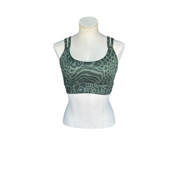 FREELY SPORTS BRA‎ SIZE S GREEN LEOPARD PRINT, YOGA - Picture 1 of 7